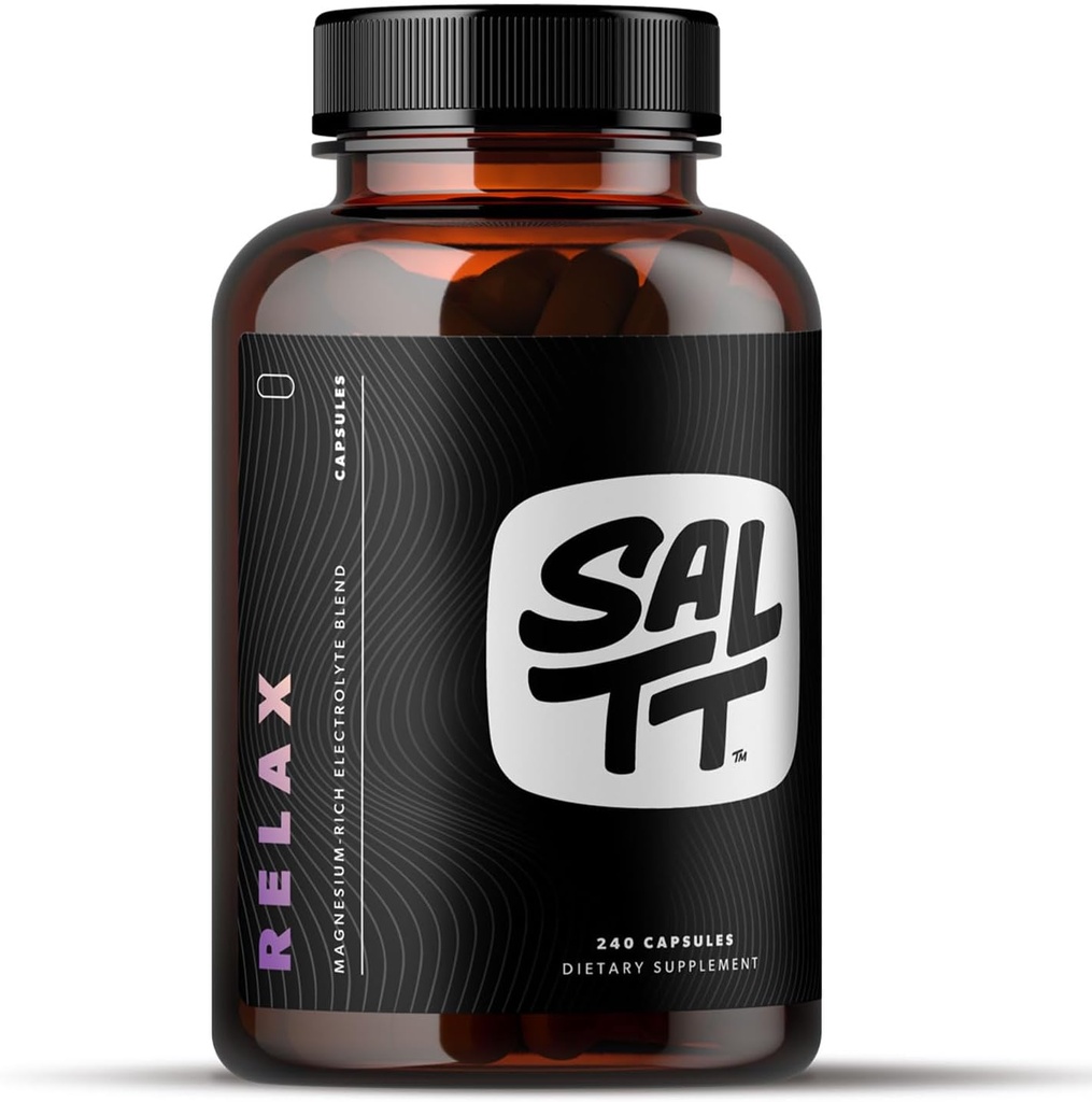 SALTT Relax - Magnezyum Capsules Supplement - 203mg Ionic Magnezyum Chloride w/Sodium, Pyum, Electrolytes - Vegan, Sugar & Gluten Free - 240 - Kont by Keto Chow