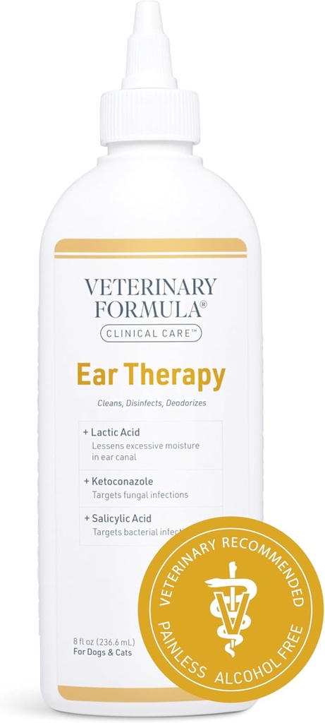 Veteriner Formula Klinik Bakım Kulak Terapisi, 8 oz. - Kedi ve Köpek Kulak Temiz - Soothe Itchiness and Clean The Ear Canal of Debris and Buildupup