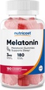 Nutricost Melatonin 3 mg, 180 Gummies, Strawberry Flavored - Gluten Free, Non-GMO, No Corn Syrup