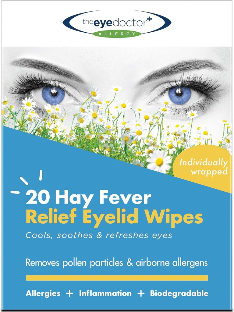 Göz Doktor Hay Ateşi Gözli Wipes - 20x Single Use Eye Wipes for Anti Hay & Hayfever - Inflammation, Watery Itchy Eyes, Headaches & Migraines - Soğutma Soothing Relief