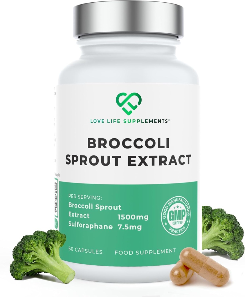 Broccoli Sprout Extract by LLS | Contains Aktif Sulforaphane | 60 Capsules | Tüm Plant Equivalent'in hizmet başına 15.000 mg | Sulforaphane Supplement | Potent Antioksidan Content