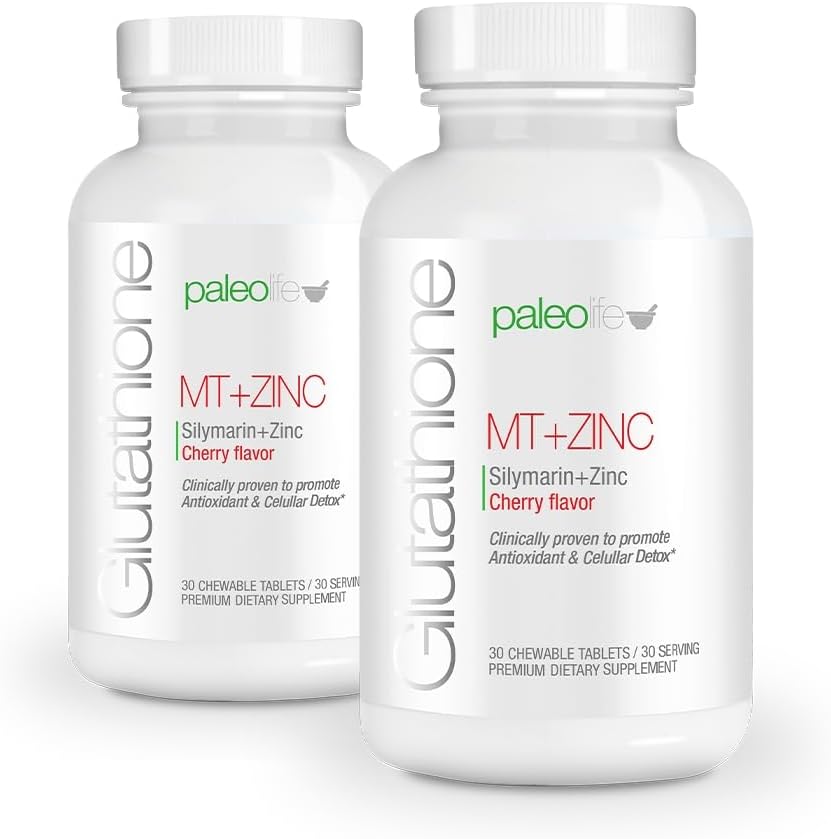PaleoLife Premium Glutathione + Süt Butle + çinko - 60 Chewable Tabletler, Cherry Flavor (2-Pack)