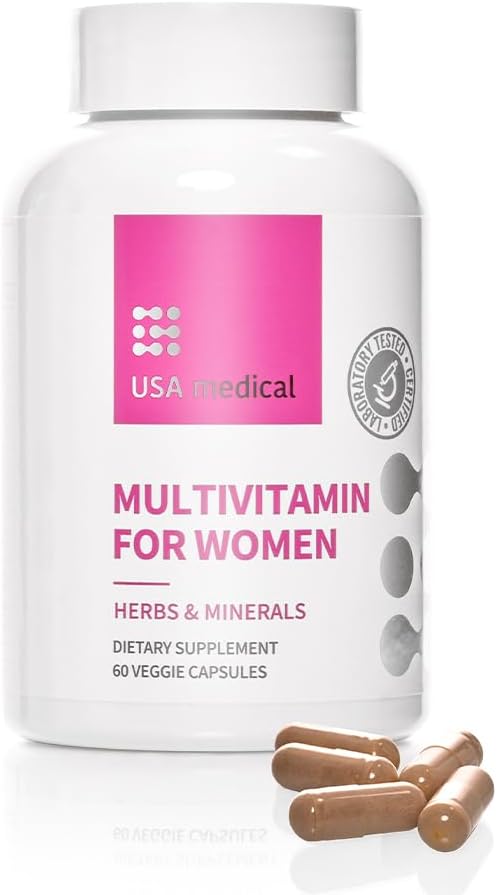 Kadınlar Multivitamin Capsules - Biotin, Folate ve çinko ile Tamam - Enerji, Fertness, Hormonlar ve Uyku | 60 Capsules