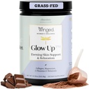 Kanatlı Wellness Glow Up PM Collagen Peptide Toz | Glowing Skin ve Sweet Sleep için Skin ve Rahatlama. Grass Fed Collagen w/Magnesium, L-Theanine ve Melatonin I Chocolate, 21 Hizmet