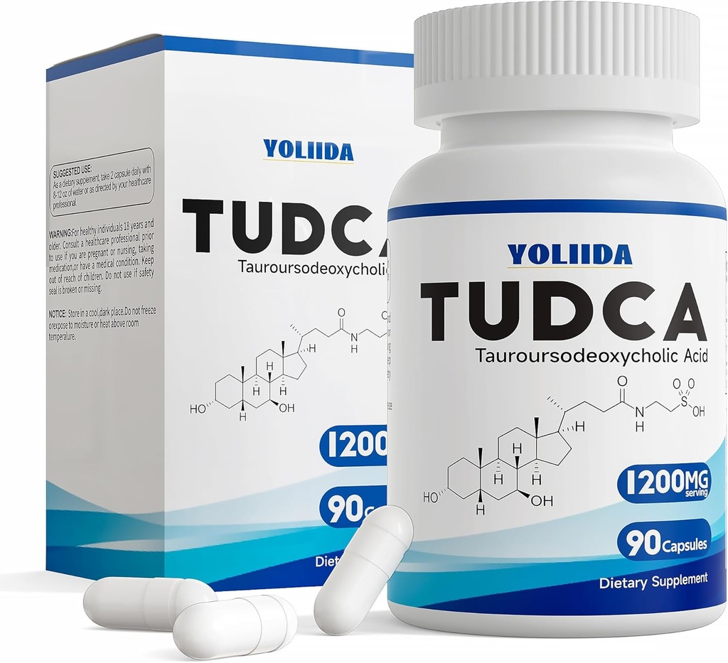 TUDCA 1200 mg 90 Capsules Liver Supplement Bile Salts Liver Cleanse Detox & Tamir Gallbladder Cleanse