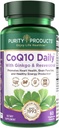 Düşük Ürünler CoQ10 Günlük Süper Ginkgo ve Resveratrol Desteklerden Sağlıklı Enerji Seviyeleri ve Sağlıklı Beyin Fonksiyonu - 60 Vejetaryen Capsules