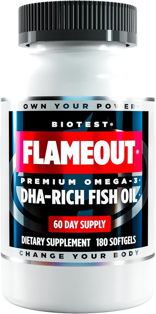 Biotest Flameout 5X DHA Fish Oil, 60 Hizmet - 4200 mg Omega-3-180 Softgels