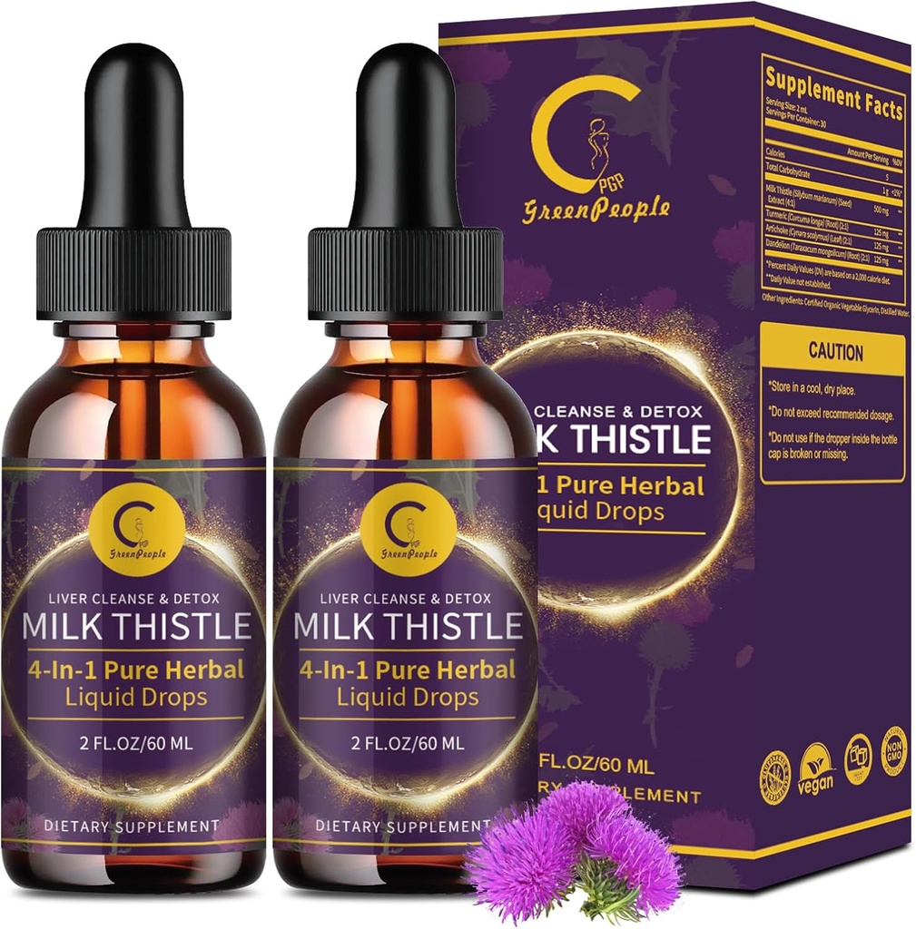 (2 Pack) Süt Butle Liquid Drops for Liver Cleanse Detox & Tamir, Milk Thistle Supplement with Dandelion Root, Artichoke & Turmeric for Liver Support and Immune Health, Vegan, Non-GMO, 4 FL OZ OZ