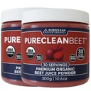 PureClean Organic Beet Juice Toz - Nitrik Oksit Supplement - 100% ABD Grown Beets - Organik Arıt Kök Toz 30 Hizmet, 300g (2 Jars 60 Hizmet)