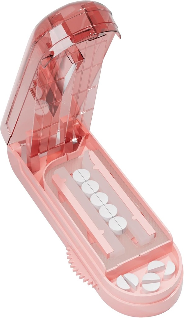 Küçük ve küçük Piller için Pill Splitter, Pill Splitter Büyük ve Küçük Tıplar için Bir Kez Birden Çok Pilleri Kesir, Sharp Blade Güvenlik (Pink)