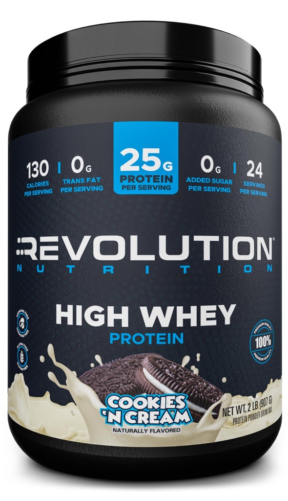 Devrim Beslenme, Yüksek Whey, Protein Toz 2LB, Whey Isolate, Gluten Free, Lean Muscle Mass for Men & Women, 25g of Protein Per Scoop, 908 g, 24 Hizmet (Kurallar ve Krem, 2 Pound)