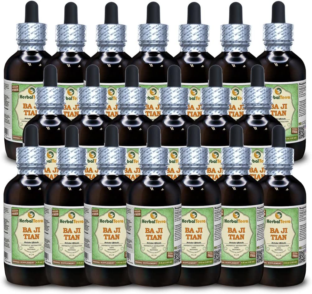 Ba Ji Tian, Morinda (Morindae Officinalis) Glycerite, kıl Kök Alkol Özgür Sıvı Ekstraksiyon (Brand Name: HerbalTerra, Proudly Made in USA) 20x4 fl.oz (20x120 ml)
