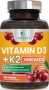 D3 K2 2000 I Plus with K2 (MK-7) 75 mcg - Bone, Dişler, Kas, Food Abxia, Supports Immune & Heart Health, Non-GMO Chewable Formula - 120 Tabletler