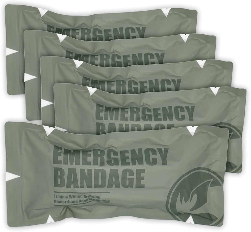 RHINO RESCUE 6" Israeli Style Επείγουσα ζώνη, Συμπίεση Τραύμα Dressing, Ιατρική αποστειρωμένο κενό σφραγισμένο, καταπολέμηση τακτικό Κιτ πρώτων βοηθειών IFAK προμήθειες, 5 κόμης