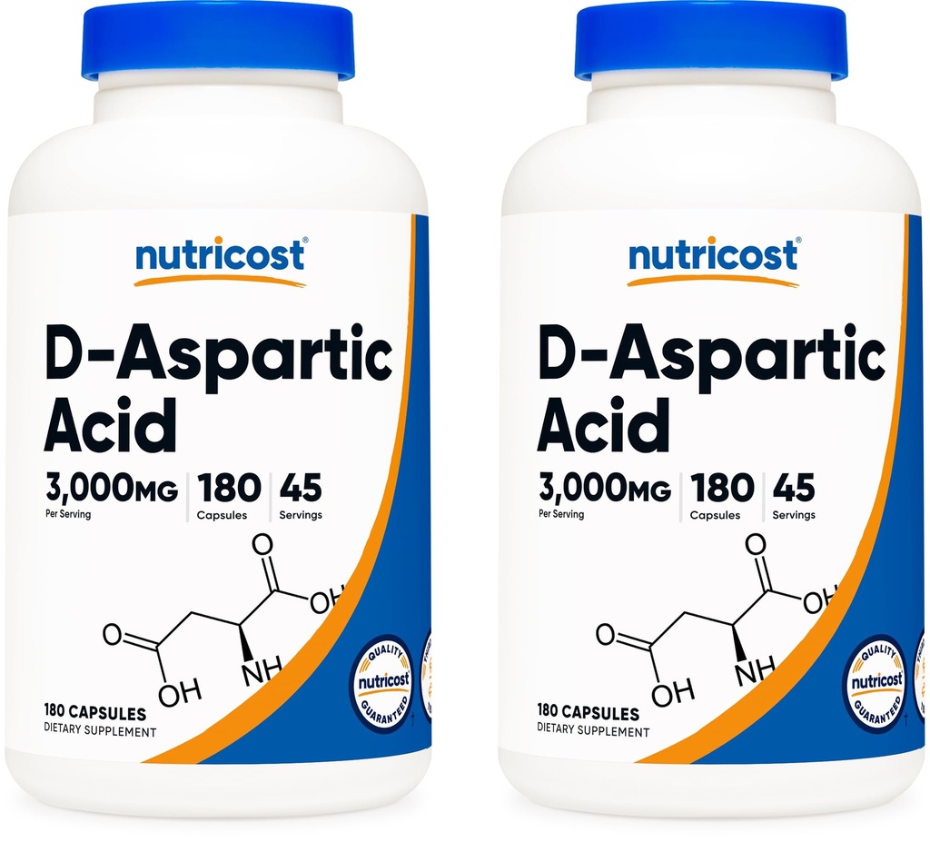Nutricost D-Aspartic Acid Capsules (180 Caps) (2 Şişe)