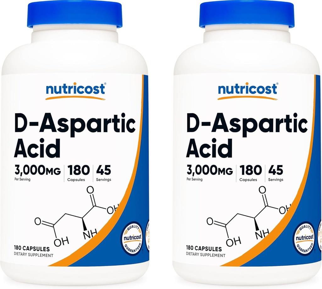 Nutricost D-Aspartic Acid Capsules (180 Caps) (2 Şişe)