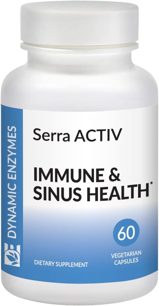 Serra ACTIV - 60 Vegan Capsules - Destekler Sinus ve Cardiovascular Sağlık - Asit-Resistant Serrapeptase - 1 20.000 SPU - Immune Support - Systemic Enzymes