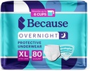 Επειδή Overnight Absorbency Pull Ups - Ενήλικας Ακράτεια Εσώρουχα, Extra Απορροφητικά Νυχτερινά Σύνορα για Άνδρες και Γυναίκες, Λευκό, XLarge, 80 Count (4 Πακέτα των 20)