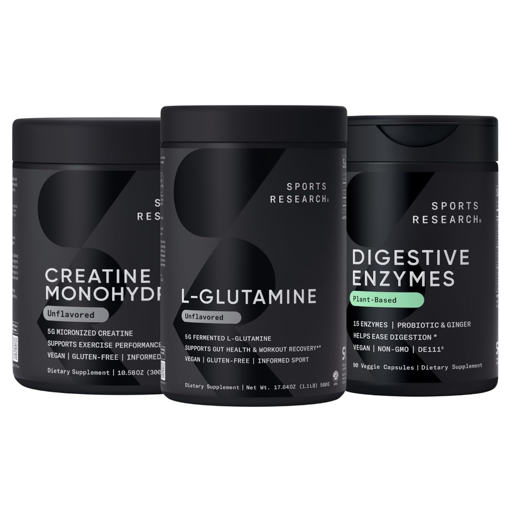 Spor Araştırması L-Glutamine (100 Hizmetler) ve Probiyotiks & Ginger (90 Hizmet) ile Digestive Enzymes - All Non-GMO Onaylandı, Vegan & Gluten Free