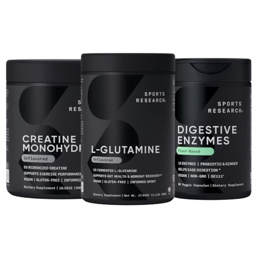 Spor Araştırması L-Glutamine (100 Hizmetler) ve Probiyotiks & Ginger (90 Hizmet) ile Digestive Enzymes - All Non-GMO Onaylandı, Vegan & Gluten Free
