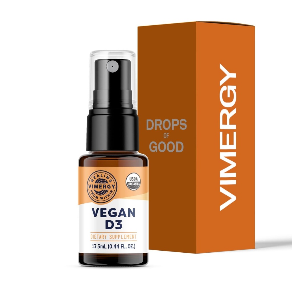 Vimergy Vegan D3 - Faydaları Immune Function* - USDA sertifikalı Organik, Vegan, Gluten-Free - 1000IU /Servings, 96 Hizmetler