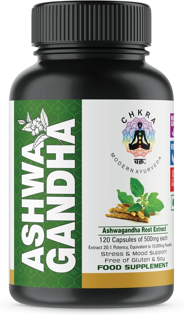 XTRAKT Ashwagandha Συμπληρώματα Ισοδύναμο 10.000mg - 120 Ashwagandha Vegan Κάψουλες - Βιολογικό Ashwagandha σκόνη και Root Extract Κάψουλες - Supplement ανακούφισης στρες, Mood Enhancer - 4 Μήνες προσφοράς