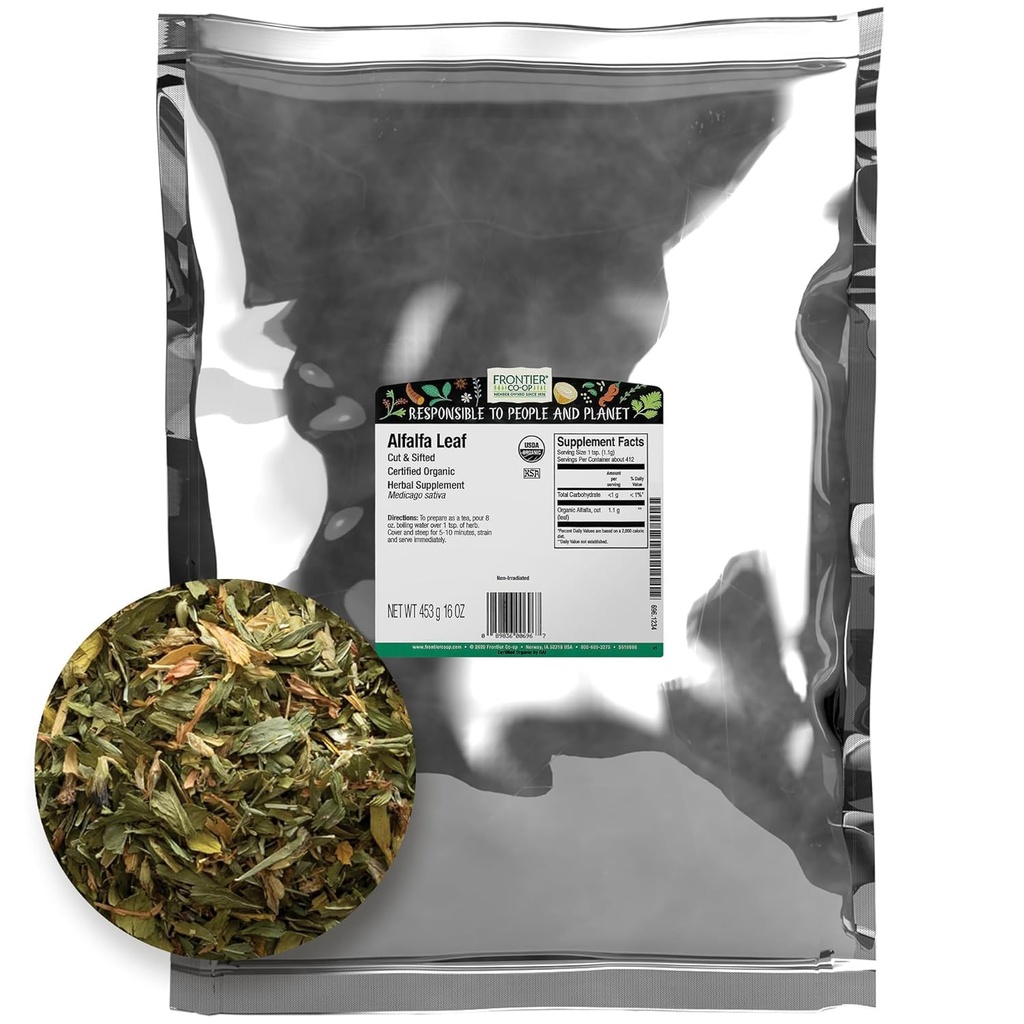 FRONTIER Organik Cut Sifted Alfalfa Leaf, 16 OZ
