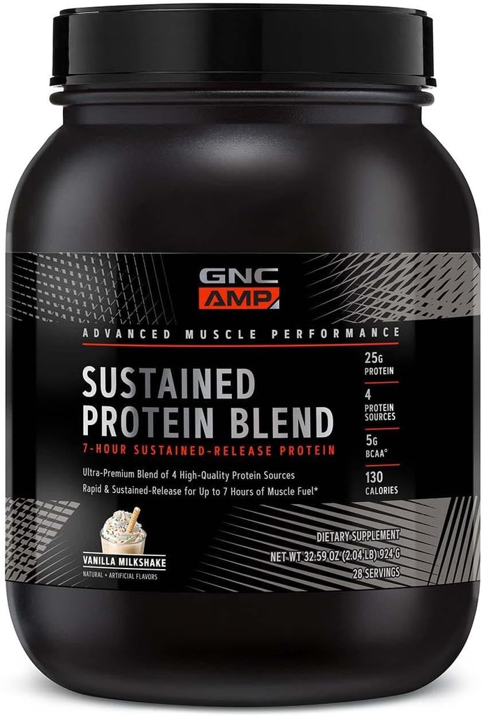 GNC AMP Sustained proteini - Vanilla Milkshake (28 hizmet)