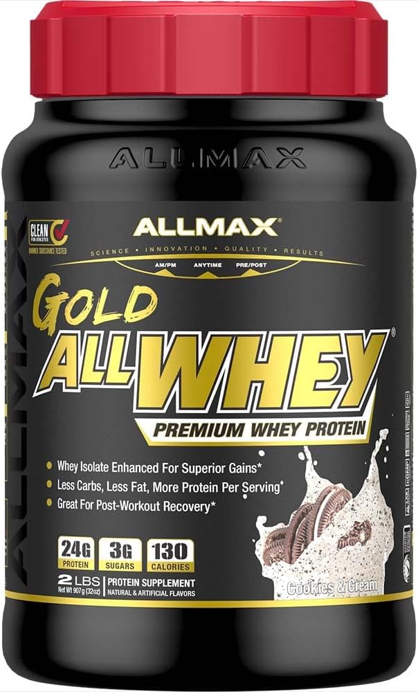 ALLMAX Beslenme Altın ALLWHEY, Kurabiyeler ve Krem - 2 lb - 24 Protein Per Scoop - Gluten Free, Low Carb & Low Sugar - Approx. 30 Hizmet