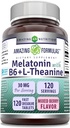 Amazing Formulas Melatonin B6 + L-Theanine Supplement | 30 Mg Per | Karma Berry Flavor | 120 Tabletler | ABD'de Yapılacak | Gluten Free | Made in USA