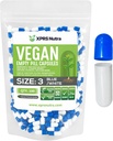 XPRS Nutra Boyutu 3 Boş Kapsül - 100 Kont Vegan - Vejetaryen Boş Pill Capsules - DIY Sebze Kapsülü - Veggie Pill Boş Caps (Mavi/Beyaz)
