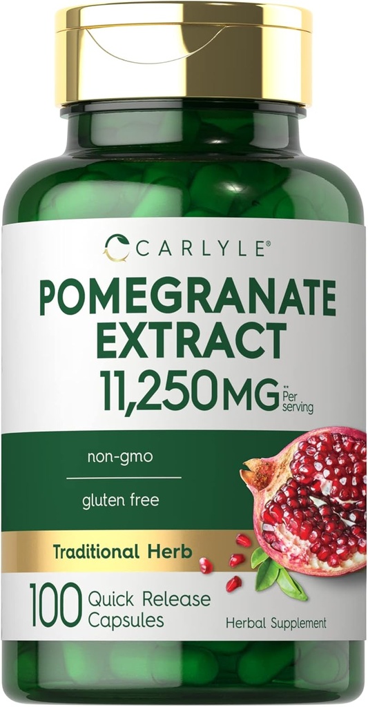 Carlyle Pomegranate Extract | 11250 mg | 100 Capsules | Non-GMO, Gluten Free Supplement | Geleneksel Herb