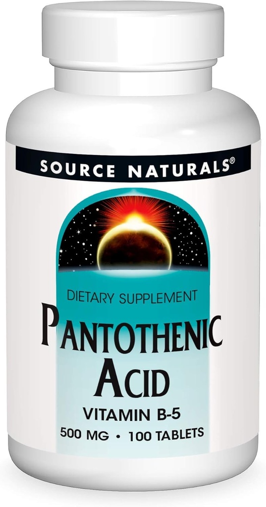 Source Naturals Παντοθενικό οξύ 500 mg Βιταμίνη Β-5 Συμπλήρωμα διατροφής - 100 δισκία