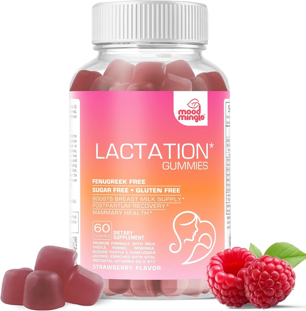 Lactation and Postpartum Support Gummies - En büyük Butle, Fennel Tohum, Süt Butle, Moringa, Sunflower Lecithin, Vitamin D3 & B12 - Süt Supply Milk Production