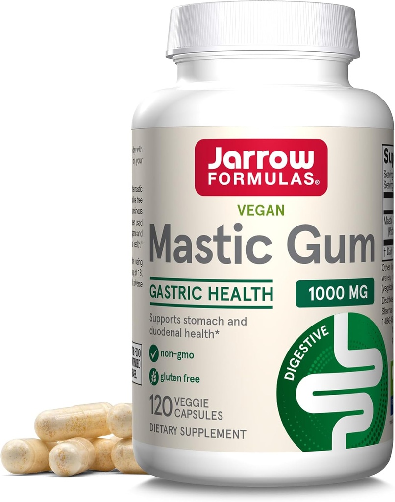 Jarrow Formulas Mastic Gum 1000 mg - 120 Veggie Caps - Natural Formula Supporting Stomach, Duodenal & Oral Health - 60 Hizmetler