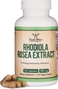 Rhodiola Rosea συμπλήρωμα 500mg, 120 κάψουλες Vegan (Τρίτο μέρος δοκιμή, Χωρίς γλουτένη, 3% Salidrosides, 1% εκχύλισμα Rosavins) για την απόδοση, την ηρεμία, κίνητρο από διπλό ξύλο