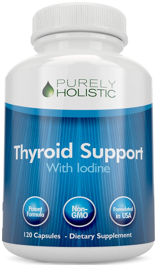 Safly Holistic Yourroid Support Supplement with Iodine - 120 Capsules - 2 Ay Supply - L-Tyrosine, B12, Magnezyum, Ashwagandha, Kelp & More - Kadınlar için Formulaed - GMO