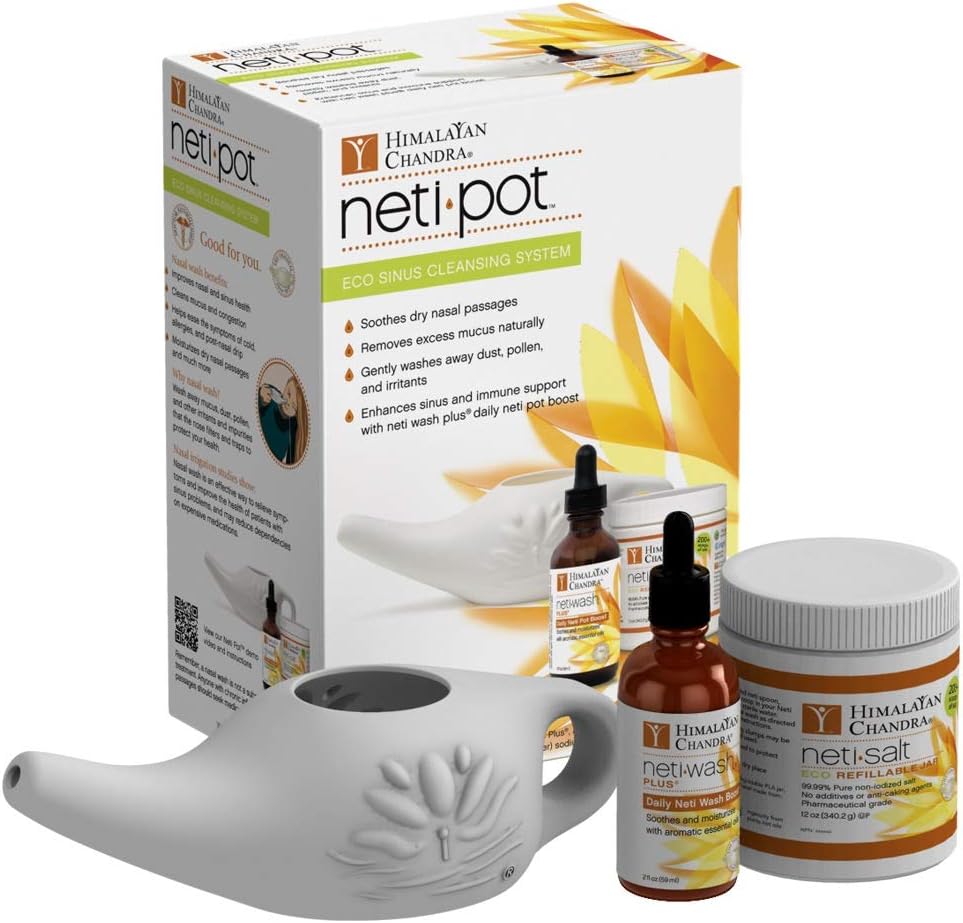 Himalayan Chandra ECO Neti Pot Πλήρης Κιτ Εκκίνησης Συστήματος Καθαρισμού Σινού
