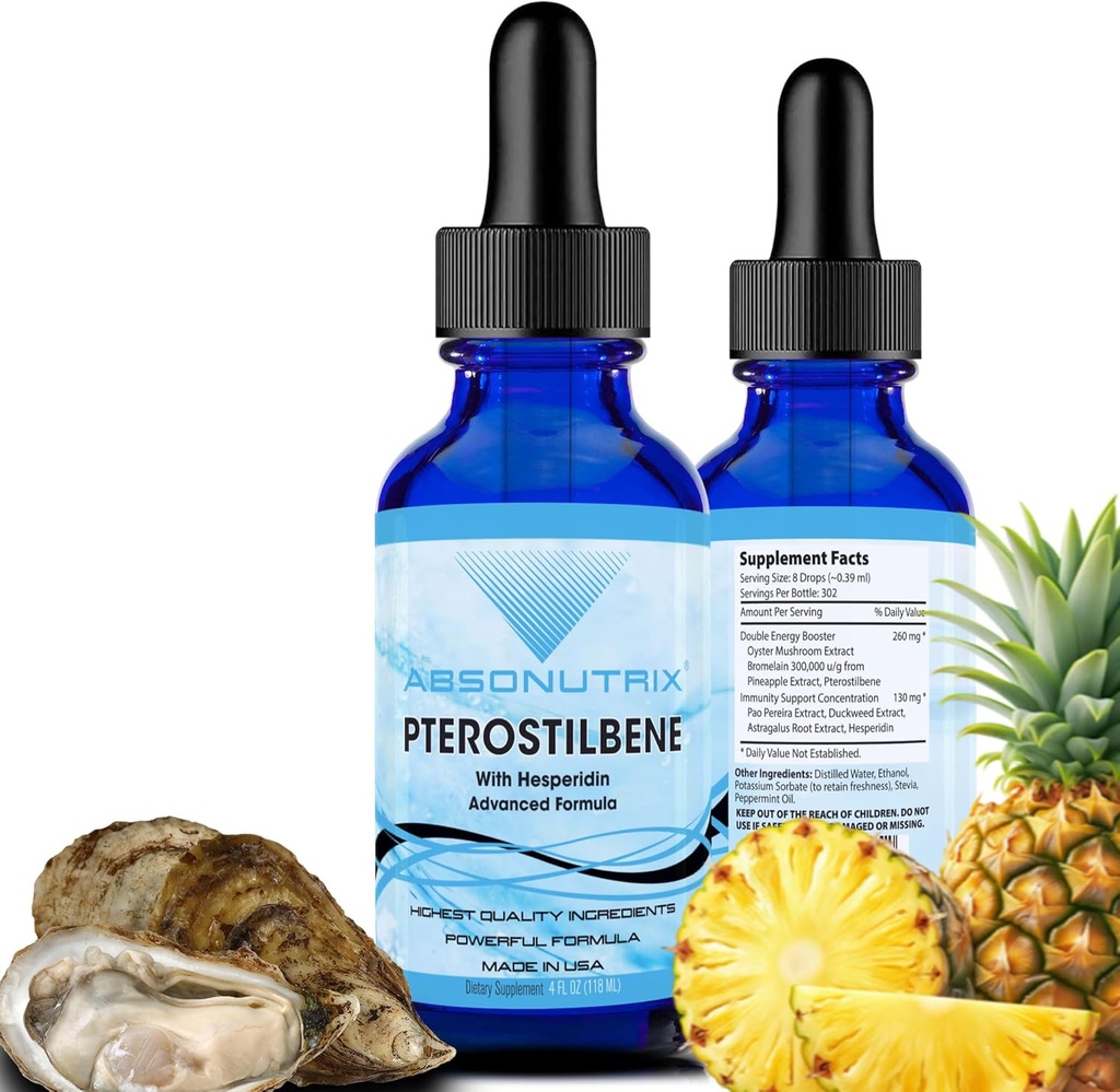 Absonutrix Pterostilbene ile Hesperidin 390 mg, 4 Oz Liquid, 300 Hizmet, ABD'de Yapıldı, Hızlı Aborpsiyon, Kalite Potent Malzemeler, Non-GMO, GMP sertifikalı Tesis, Cruelty-Free Products, Cruelty-Free Products