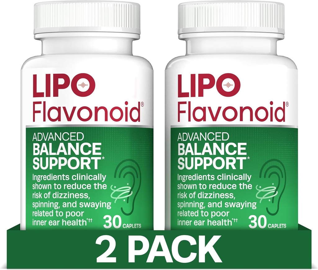 Lipo-Flavonok Balance Support for Vertigo & Dizziness Relief - Klinik olarak test edilen Formula ile Ginkgo Biloba & Vitamin D & B Complex - İç Kulak Sağlığı ve Denge Desteği - 30-Count - 2Pack