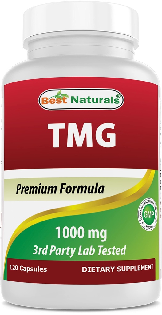 Best Naturals TMG Trimethylglycine (ως Betaine Anhydrous) 1000 mg Serving - 120 Κάψουλες - Υγιή επίπεδα Homocysteine & υποστήριξη μεθυλίωσης (120 Count (Pack of 1))