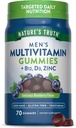 Nature's Truth Multivitamin for Men Gummies | 70 Kont | Blueberry Flavor | B12, D3 & çinko | Vegetarian, Non-GMO ve Gluten Free Supplement