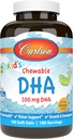 Carlson - Kid's Chewable DHA, 100 mg DHA, Beyin Sağlığı, Vizyon Fonksiyonu, Büyüme ve Geliştirme, Orange, 180 Chewable Softgels