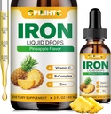 Kadınlar için sıvı Demir Supplement & Çocuklar için Multivitamin Demir Durağı, C, B6, B12, Anemi için çinko, Iron Deficiency, Blood Builder, Energy - Natural Pineapple Flavor, Vegan 2 Fl Oz Oz