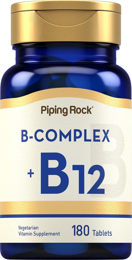 Piping Rock Vitamin B Complex | 180 Tablets | with B12 | Vegetarian, Non-GMO, Soy Free Supplement