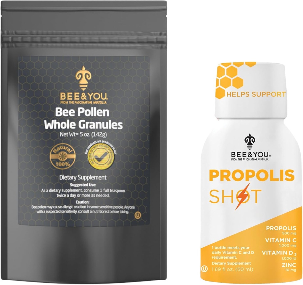 Arı ve You Propolis Shot 12 Şişeler ve Arı Kirliliği, Doğal Tamam, Arı Propolis, Antioksiler, Proteinler, Vitaminler, Amino Asitler, Yetişkinler için, Kadınlar, Memnun