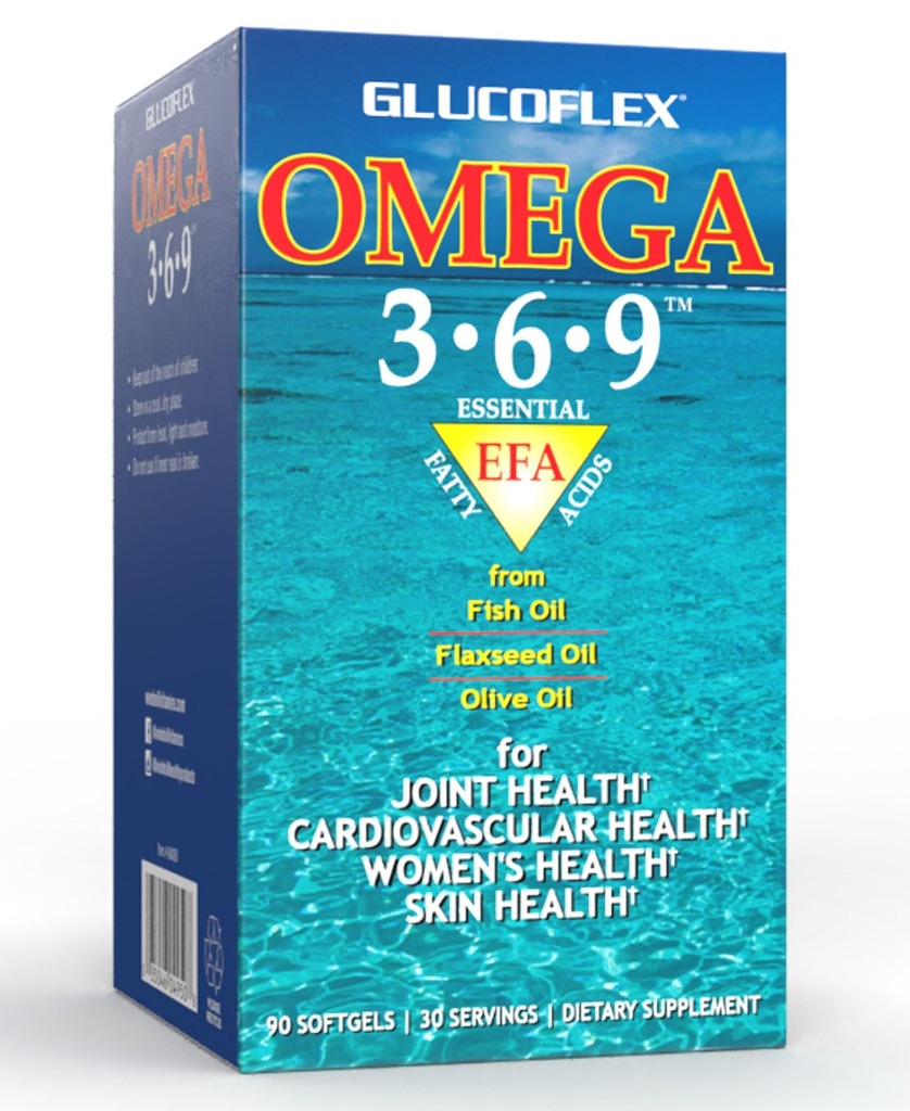 vGlucoflex Omega 3-6-9, EPA/DHA Ortak Sağlık için Omegas, 30 hizmetkar