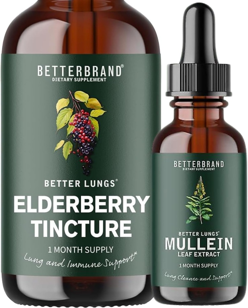 BetterLungs Mullein Leaf Extract ve Elder Tincture Sche - Lung Health Support