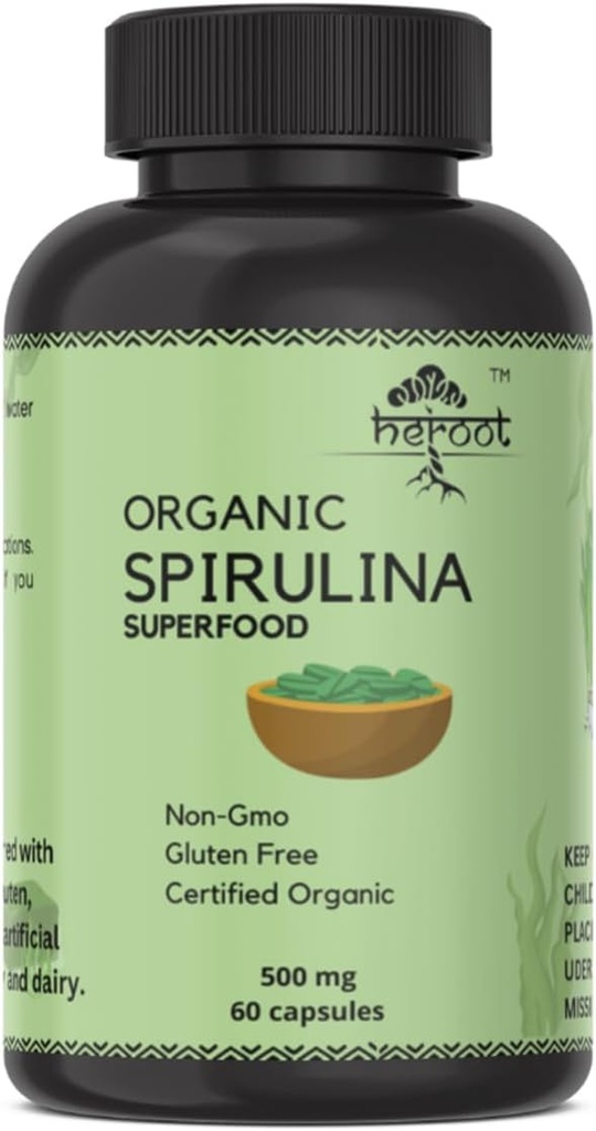Organik Spirulina protein Toz Kapsülleri - Enerji için Vitaminler ve Mineraller - Vejetaryen, Gluten Optimal Sağlık Için %100 Saf Superfood (120 Capsules)