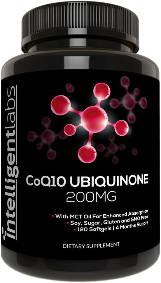 Akıllı Laboratuvarlar CoQ10 Ubiquinone 200 mg Softgels | Coenzyme Q10 Max Abors | Soy, Sugar, Gluten ve GMO-Free | 120 Servisler | 120 Gün Supply